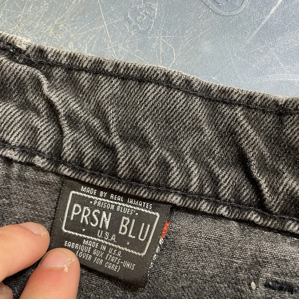 Vtg PRSN BLU Prison Blues Black Jeans Mens 36 (fit 35x27) Faded 90s USA Made